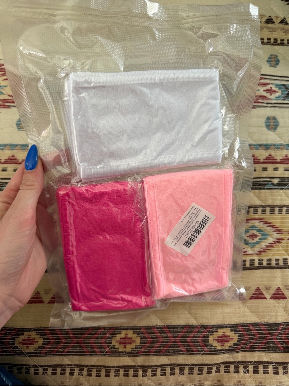 3-Pack Spa Headbands in White, Hot Pink & Light Pink
